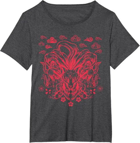 Vista 25 de Camiseta de anime japonés Nine Tails Fox Kitsune, Negro