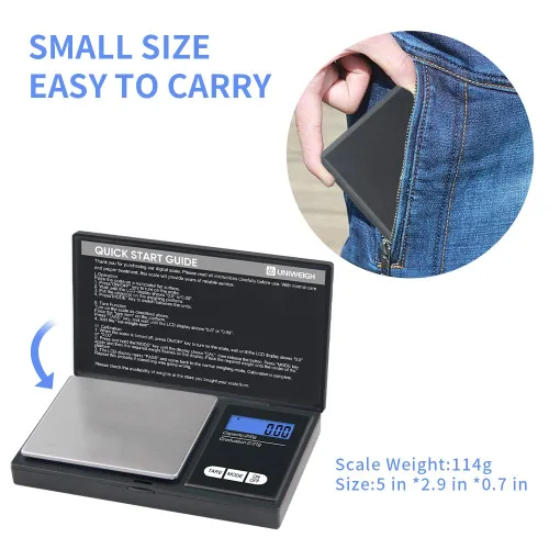 Vista 4 de UNIWIGH - Báscula digital de gramos, báscula de peso gramo y onzas, mini báscula electrónica de bolsillo inteligente Báscula electrónica