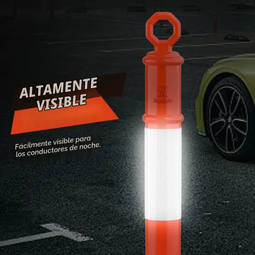 Vista 3 de RoadHero - Poste de delineador naranja de 45 pulgadas con base, paquete de 3