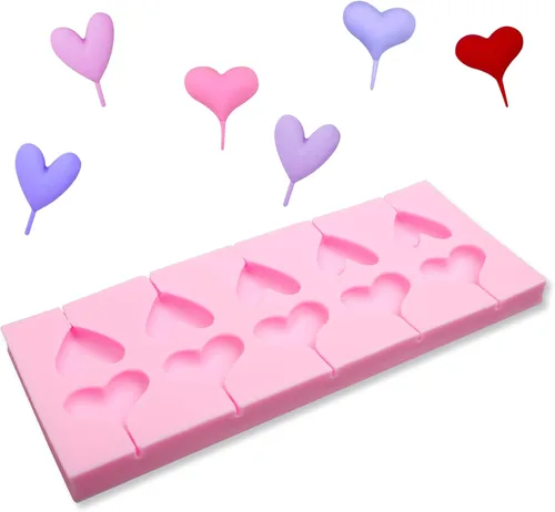 Vista 7 de Moldes de silicona de chocolate con forma de corazón, 2 paquetes de 10 cavidades para dulces de San Valentín para decoración de pasteles de boda