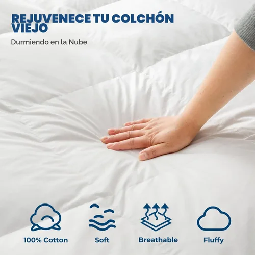 Vista 3 de cobertor para colchón relleno de plumas de ganso, tamaño alternativo Blanco