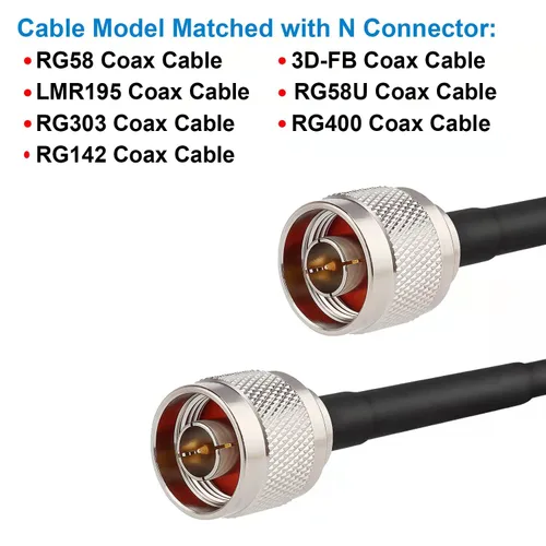 Vista 4 de MOOKEERF N macho macho engarzado adaptador de conector coaxial para cable RG58 LMR195 RG400 (paquete de 5)