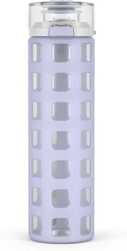 Vista 10 de Ello Syndicate - Botella de agua de vidrio reutilizable de 20 onzas con tapa abatible a prueba de fugas de un solo toque, funda protectora