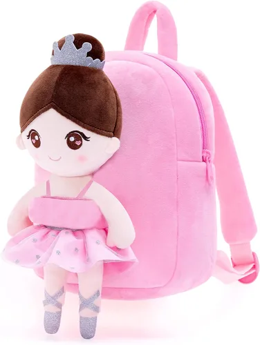 Vista 2 de Gloveleya Mochila para niñas pequeñas con suave muñeca bailarina rosa a partir de 2 años