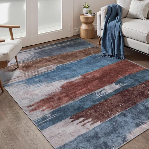Vista 14 de Ciicool Alfombra moderna abstracta de 2 x 3 pulgadas, lavable, pequeña, antideslizante, de pelo bajo, alfombra de entrada plegable para cocina