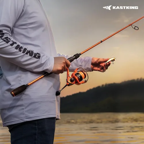 Vista 7 de KastKing Carrete de pesca giratorio Lethal Blaze, arrastre máximo de 17.6 libras, relación de engranaje 5.2:1, carrete giratorio ultra suave de agua
