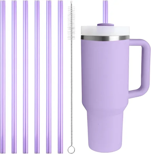 Vista 21 de Pajitas de repuesto compatibles con vaso Stanley Quencher de 20 onzas, popotes reutilizables de 8.5 pulgadas, accesorios para vasos de bebida