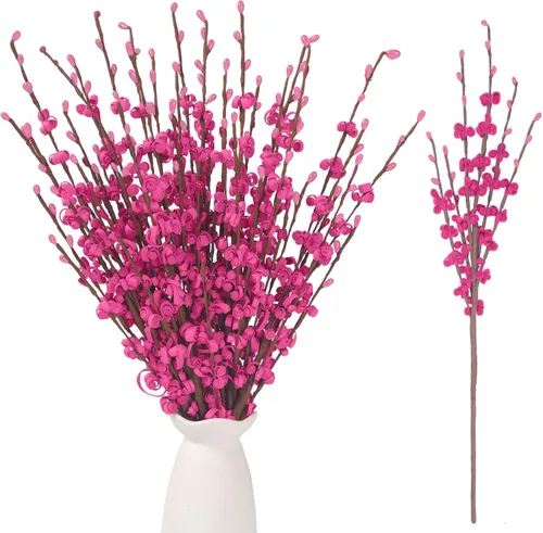 Vista 28 de Wootkey 10 piezas de flores artificiales de jazmín de tallo largo, color naranja quemado, jazmín otoñal, tallos florales de otoño para ramos