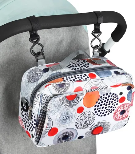 Vista 11 de Accmor Organizador de cochecito, organizador universal para cochecito con bolsillo aislado para portavasos y bolsa de cochecito de gran capacidad