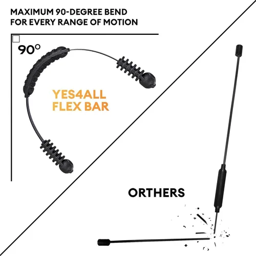 Vista 4 de Yes4All Flex Bar, Elastic Fitness Bars with Strong Fiberglass & TPE Material, 2in1 Functional Exercise Bar, 9.5 inch Comfortable Grip, High