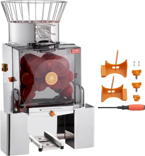Vista 9 de VEVOR Máquina Exprimidora de Naranja Comercial, Extractor de Jugo de Alimentación Automática de 120W, Extractor de Jugo de Acero Inoxidable para 25