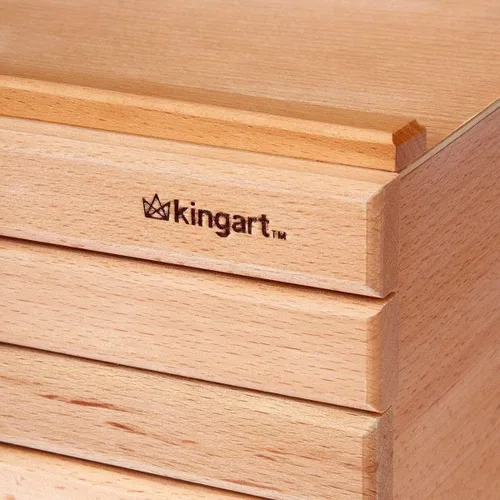 Vista 12 de KINGART Caja de almacenamiento de madera con 6 cajones para artistas, 15-3/4 pulgadas de ancho x 10 pulgadas de profundidad x 6-1/2 pulgadas