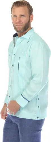 Vista 5 de Mojito Collection Guayamisa 100% lino de dos bolsillos para hombre con amplio plisado y contraste estampado