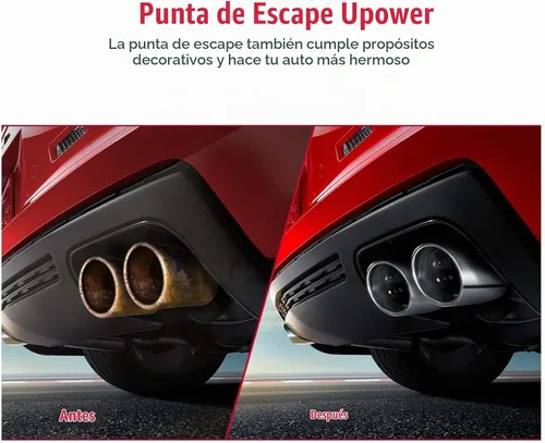 Vista 7 de Upower punta de escape doble de 2.5" a 3" con entrada de 2 1/2 pulgadas, salida de 3 pulgadas, 9.5" de largo, tubo de escape soldado con puntas