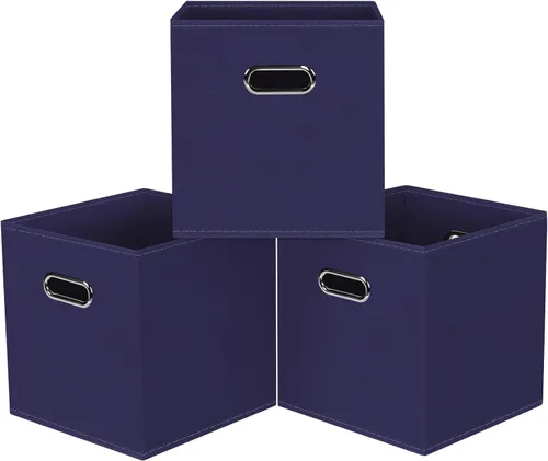 Vista 26 de Cubos de almacenamiento plegables negros, caja de almacenamiento de tela, cestas organizadoras con asas dobles para organizador del hogar (negro)