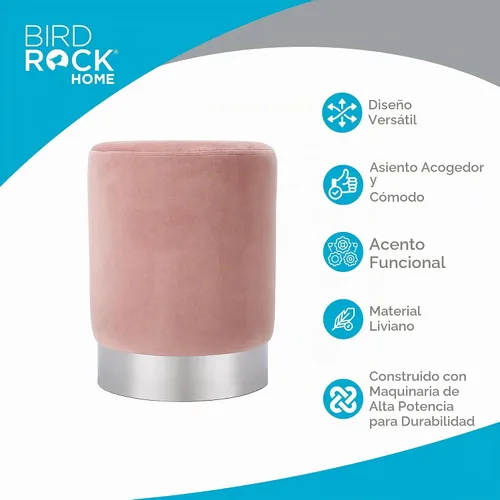 Vista 4 de BIRDROCK HOME Otomana Redonda Reposapiés – Diseño Moderno Suave Acolchado – Ideal para Sala de Estar, Dormitorio – Reposapiés Compacto, Silla