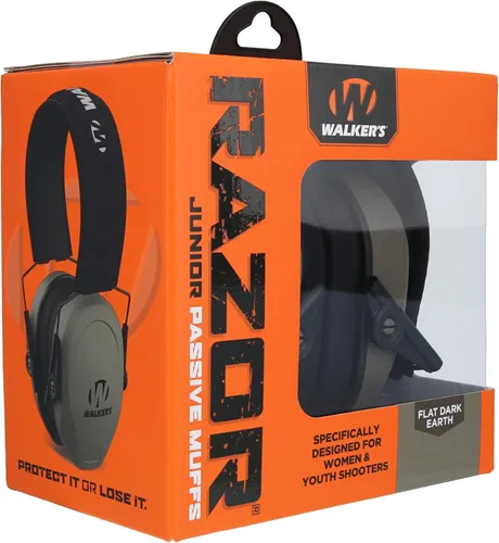 Vista 5 de Walker's Razor Compact Passive - Orejera de protección auditiva para jóvenes y mujeres, con bloqueo de ruido, protección auditiva, FDE
