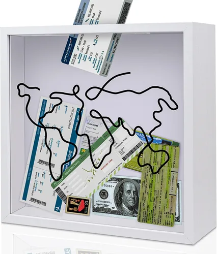 Vista 12 de ZEEYUAN Caja de archivo de aventura de viaje de 12 x 12 pulgadas, regalo para papá, regalo de esposa, hija e hijo, caja de sombra de memoria