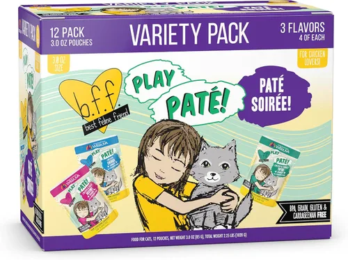 Vista 18 de Weruva B.F.F. PLAY - Best Feline Friend Paté Lovers, Aw Yeah!, Beef & Atún Ta Da! con carne de res y atún, bolsa de 3 onzas (paquete de 12)