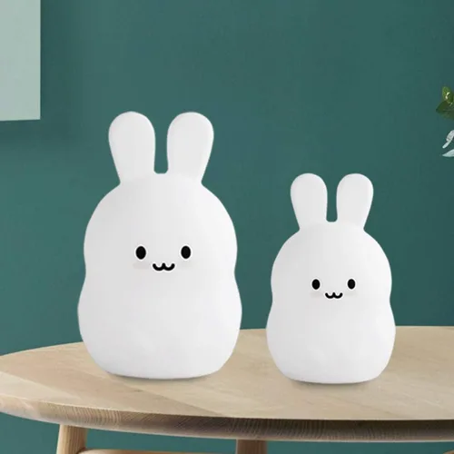 Vista 9 de WHA&DARREN Luz nocturna de conejo para niños y niños pequeños, luz nocturna de animales blanda para niñas y niños - Bonita lámpara de dormitorio