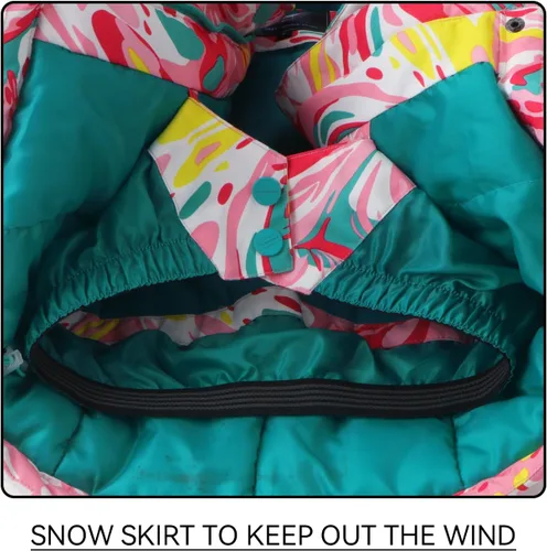 Vista 4 de AIMISYOU Conjunto de chaqueta y pantalones de esquí para niños, abrigos de lluvia para snowboard de invierno, trajes de nieve para niñas y niños