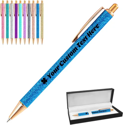 Vista 57 de 10 bolígrafos personalizados con purpurina, bolígrafos impresos personalizados a granel, bolígrafos retráctiles de tinta negra para graduación