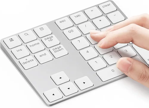 Vista 8 de Teclado Numérico Bluetooth, Lekvey Teclado Numérico Inalámbrico Recargable de Aluminio Delgado de 34 Teclas Teclado Numérico Externo Entrada