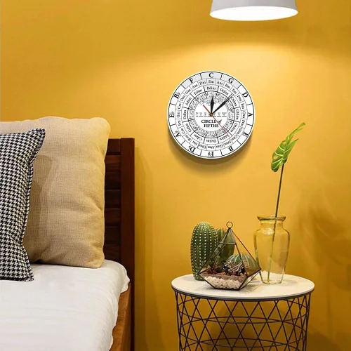 Vista 6 de The Geeky Days Circle of Fifths Músico Compositor Music Teaching Aid Reloj de pared colgante moderno músico Teoría de la armonía Estudio musical