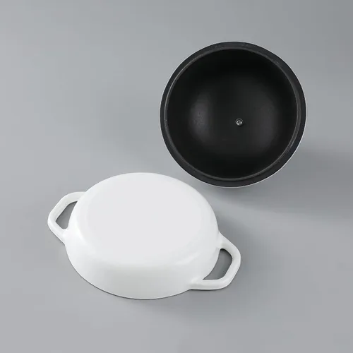 Vista 4 de HAWOK Horno de pan de hierro fundido esmaltado DIA.6.3inch con tapa Blanco..