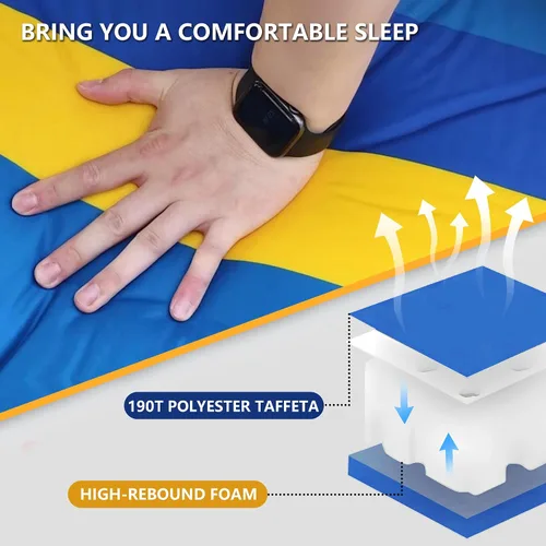 Vista 4 de WILD FUN Colchoneta de dormir para campamento, colchón de espuma viscoelástica con almohada, almohadilla de campamento autoinflable de 1.2 pulgadas