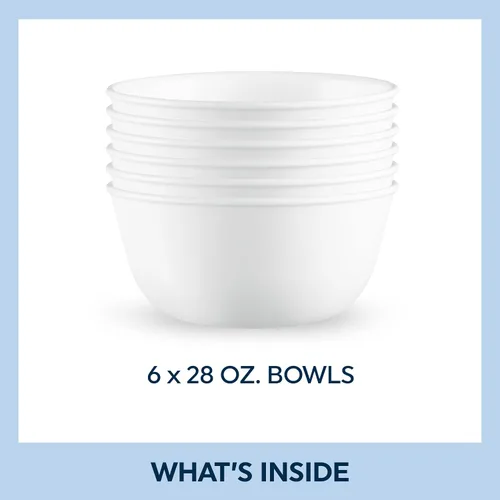 Vista 6 de Corelle Vitrelle - Juego de vajilla de servicio de 18 piezas para 6 piezas, color blanco escarcha de invierno y Vitrelle de 28 onzas, juego de 6