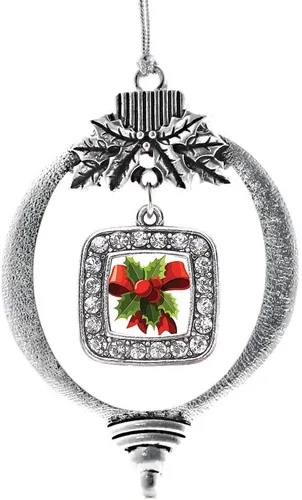 Vista 164 de Inspired Silver - Adorno con dije de reina de rodillo - Adornos navideños cuadrados de plata con joyas de circonita cúbica