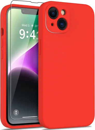 Vista 43 de DEENAKIN Funda compatible con iPhone 14 Plus con protector de pantalla, funda mejorada para cámara, goma de gel de silicona suave probada contra