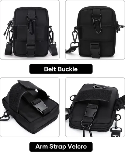 Vista 5 de Bolso cruzado para hombre bolso de hombro para teléfono para pasaporte pequeño bolso lateral para hombre negro