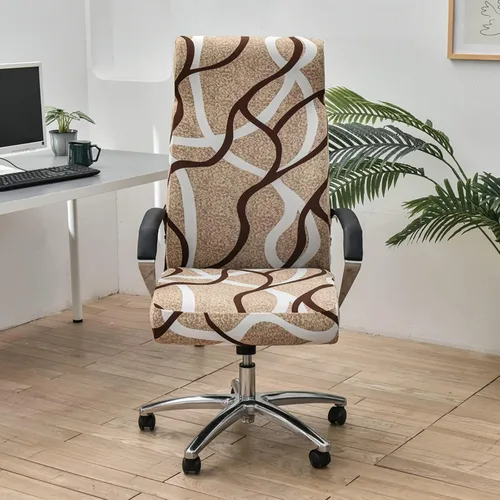 Vista 4 de Funda elástica para silla de oficina con cremallera, funda impresa para silla de computadora para silla con reposabrazos, universal, extraíble