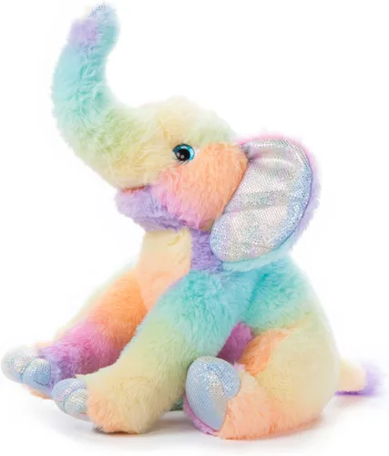 Vista 4 de The Petting Zoo Peluche de elefante, animales del zoológico Ombrez, juguete de peluche de elefante arcoíris de 12 pulgadas