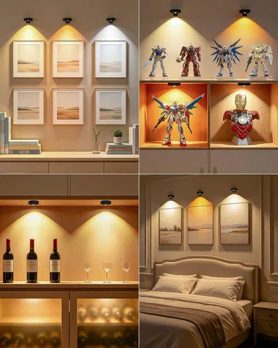 Vista 2 de WILLED Luces de Imagen para Pared, Luces de Marco Recargables con Batería Operadas de 1200mAh, Luces de Disco con Control Remoto, Iluminación