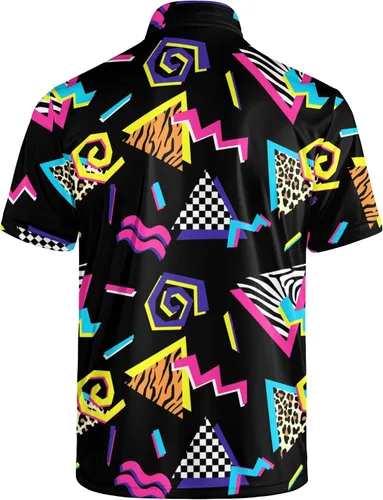 Vista 62 de Camisa de golf de los años 80 para hombre, ajuste seco, manga corta, estampada, divertidas, camisas de golf de los años 90 para hombre