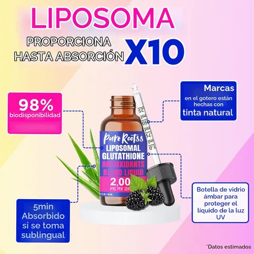 Vista 3 de Suplemento líquido de glutatión liposomal con vitamina C