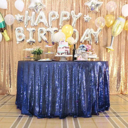 Vista 63 de JYFLZQ Mantel de lentejuelas azul bebé de 50 pulgadas, pequeño, redondo, brillante, para boda, fiesta de cumpleaños, baby shower