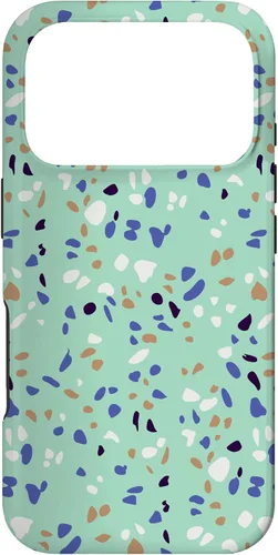 Vista 30 de Fun Vintage Green, Blue, White and Black Terrazzo Case for iPhone 16