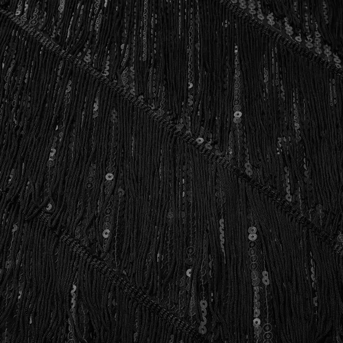 Vista 6 de CHICTRY Vestido de mujer con tirantes delgados, borlas de lentejuelas, con flecos, vestido de fiesta, baile, vestido de noche