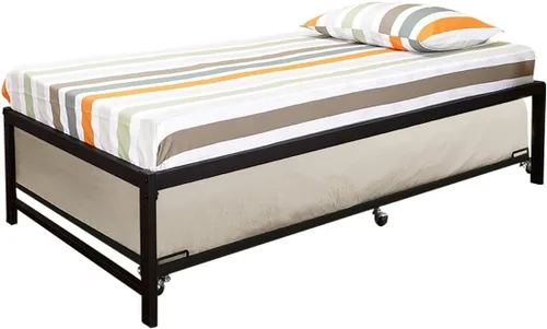 Vista 5 de Kings Brand Furniture - Cama de día de tamaño individual de metal negro (sofá cama) con nido enrollable