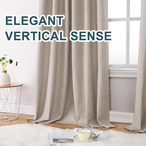 Vista 5 de FantasDecor Cortina de lino natural de 84 pulgadas de largo para dormitorio, sala de estar, bolsillo para barra, cortinas con aislamiento térmico
