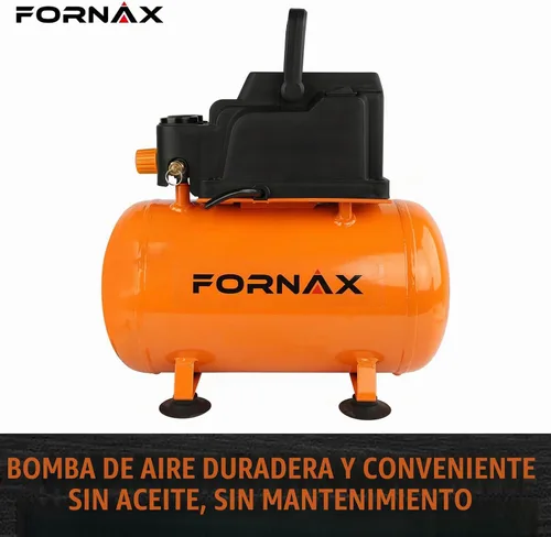 Vista 2 de FORNAX Compresor de aire portátil de 3 galones con kits, compresor de aire para perros calientes de 110 PSI, sin aceite