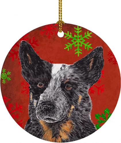 Vista 20 de Caroline's Treasures Affenpinscher - Adorno de cerámica para colgar en el árbol de Navidad con copos de nieve rojos y verdes, para el hogar