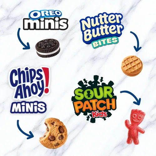 Vista 4 de OREO Mini galletas, Chips AHOY! Mini galletas, SOUR PATCH KIDS Candy & Nutter Butter Bites & Candy Bites & Candy Variety Pack, 32 paquetes