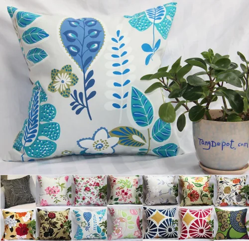 Vista 5 de TangDepot - Fundas de almohada decorativas 100% de algodón con estampado floral, fundas de almohada hechas a mano - (12 x 12 pulgadas, Negro Claro)