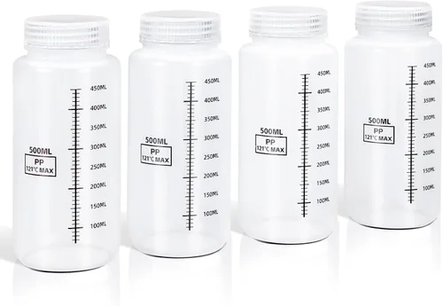 Vista 13 de DEMORA Botellas de plástico con tapas herméticas de 1 oz/30 ml, recipientes de líquidos de boca ancha de grado alimenticio, botellas de medición