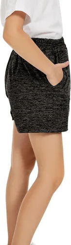 Vista 4 de BYONEME Pantalones cortos deportivos para niñas pequeñas y grandes, para entrenamiento, baloncesto, fútbol, deportes, para niñas adolescentes